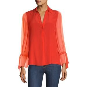 NWT- ALICE + OLIVIA Geraldine Bow-Sleeve Collared Tunic